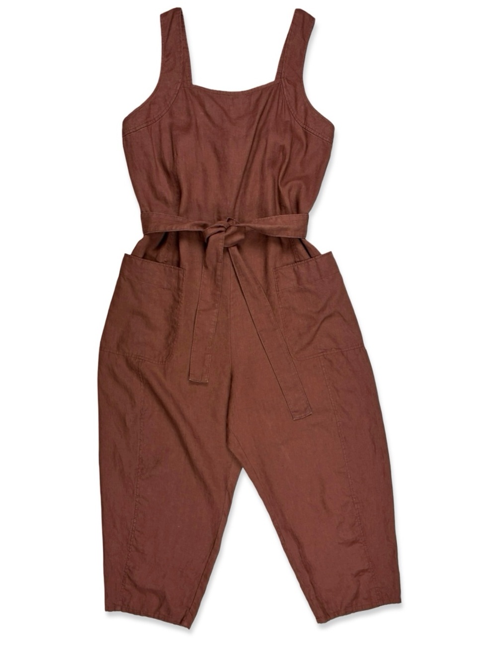 Everlane Brown Linen Utility Coveralls